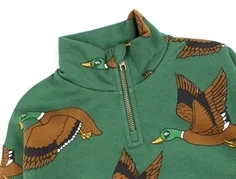 Mini Rodini green ducks halfzip sweatshirt